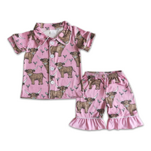  Pink Cow Girl Print Pajamas