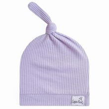  Rib Knit Top Knot Hat - Periwinkle