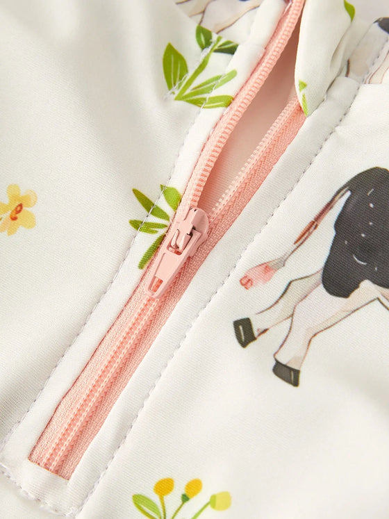 Cow Floral Girls Swimsuit