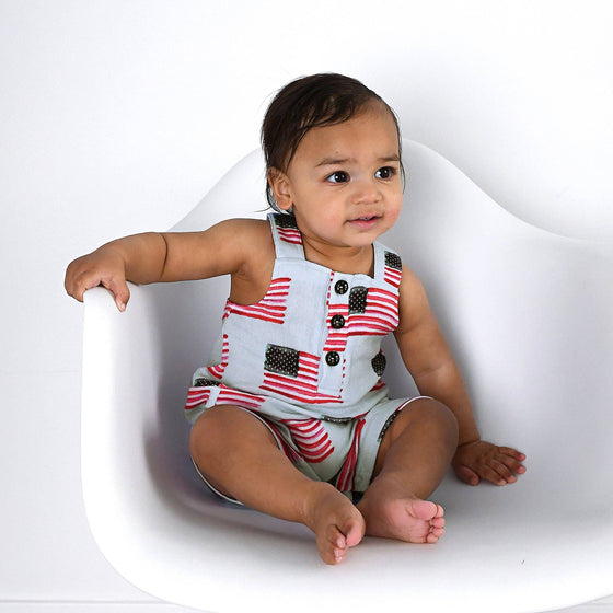 George Blue Flag Organic Coastal Coveralls 4th of July
