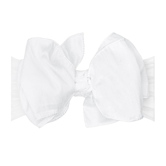 Baby Bling® Faux Silk Big Classic Bow on soft nylon headband: White