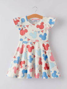  Mouse Printed Fourth of July Dress