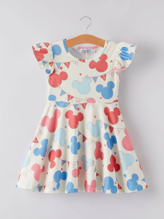 Mouse Printed Fourth of July Dress