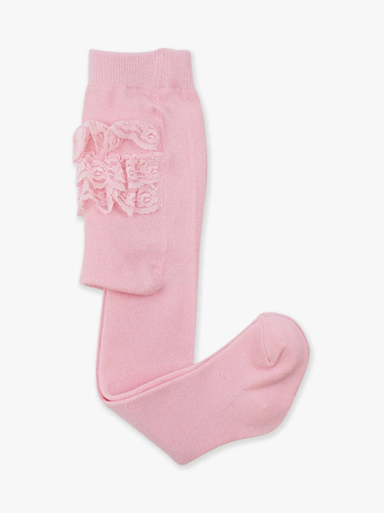 Girls Pink Footed RuffleButt Tights