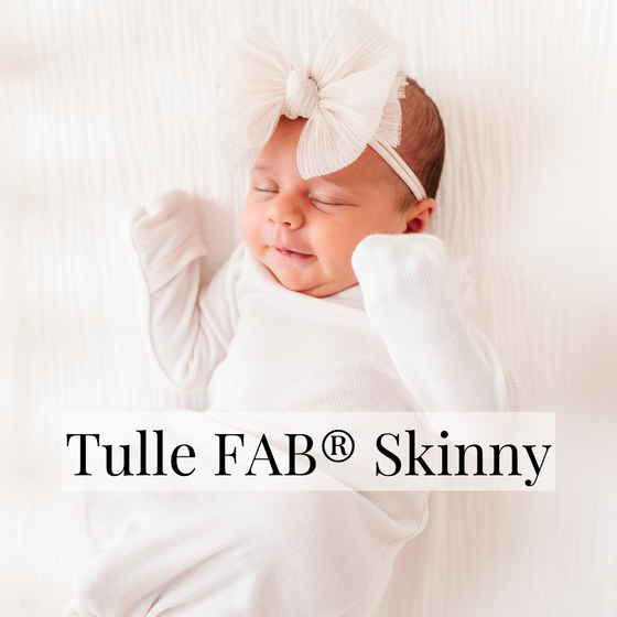 Baby Bling® Tulle FAB® Skinny nylon headband with tulle bow: Pleated Rose Quartz