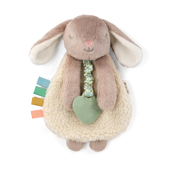 Itzy Lovey Bunny Plush with Silicone Teether Toy-Taupe Bunny