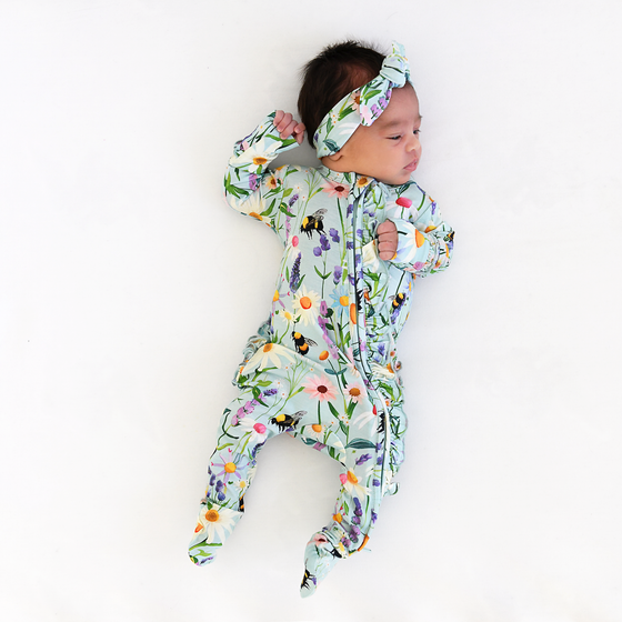 Bumble Ruffle Zip Bamboo Baby Sleepies Little Outfit