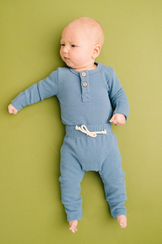 Dusty Blue Waffle Cozy Set