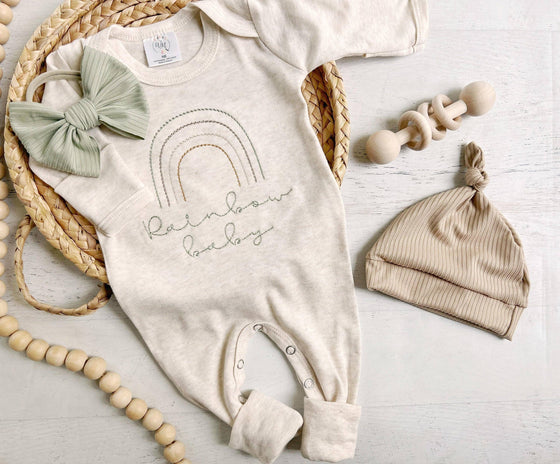 Neutral Tone Boho Rainbow Baby Outfit - Sweet Muted Rainbow: Romper Only