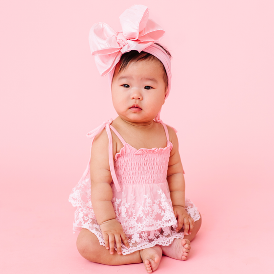 Baby Bling® Faux Silk Big Classic Bow on soft nylon headband: White