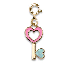  Gold Heart Key Charm