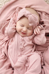 Vintage Rose Bamboo Waffle Ruffle Zipper Footie
