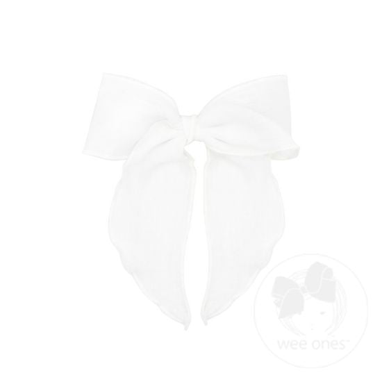 Medium Cotton gauze Bowtie Twisted Wrap & Whimsy Tail-white