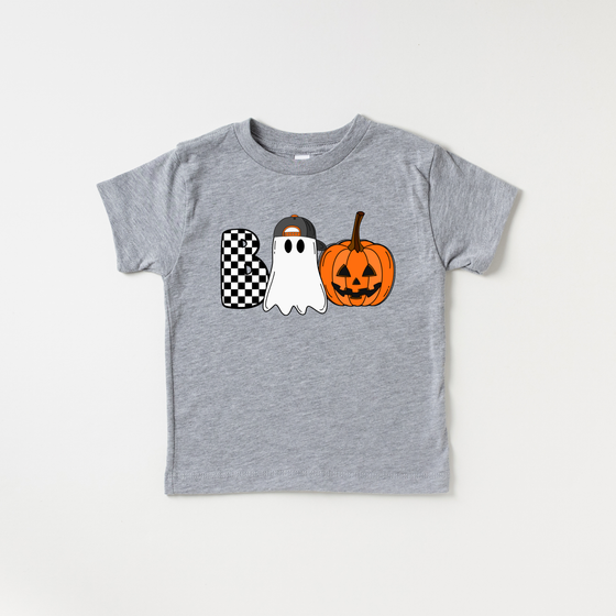Boo Crew Boo Ghost Pumpkin Boys Halloween Kids Shirt  : Grey