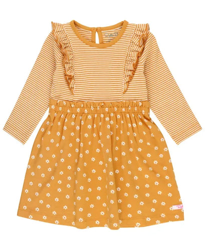 Honey Buds Knit Long Sleeve Mix Print Dress
