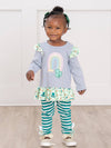 Rainbow Meadow Embroidered Ruffle Outfit