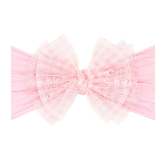 Baby Bling® Tulle FAB® soft nylon headband with tulle bow: Pleated Cherry