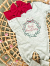 Sage Green First Christmas Wreath Outfit W/ Headband