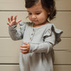 Organic Cotton Baby Girl Thermal Jumpsuit: Blue Gray