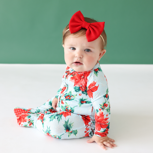 Winter Lily- Footie Ruffled Zippered One Piece