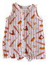 Muslin Shortie Romper, Baseball Game