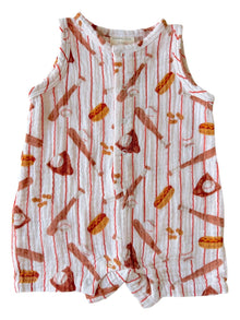  Muslin Shortie Romper, Baseball Game
