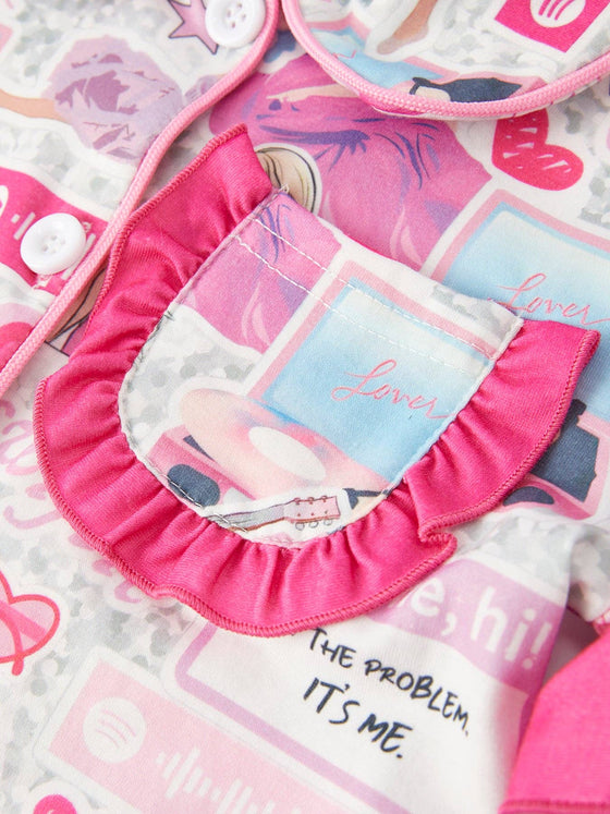 Taylor Print Girls Pink Pajamas