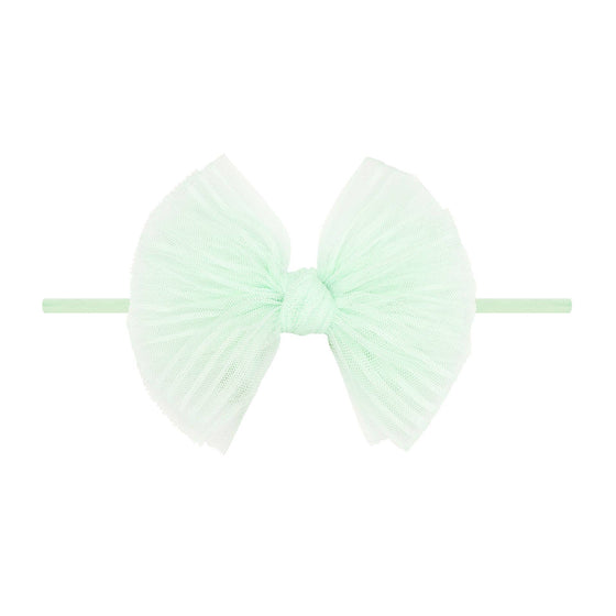 Baby Bling® Tulle FAB® Skinny nylon headband with tulle bow: Pleated Rose Quartz