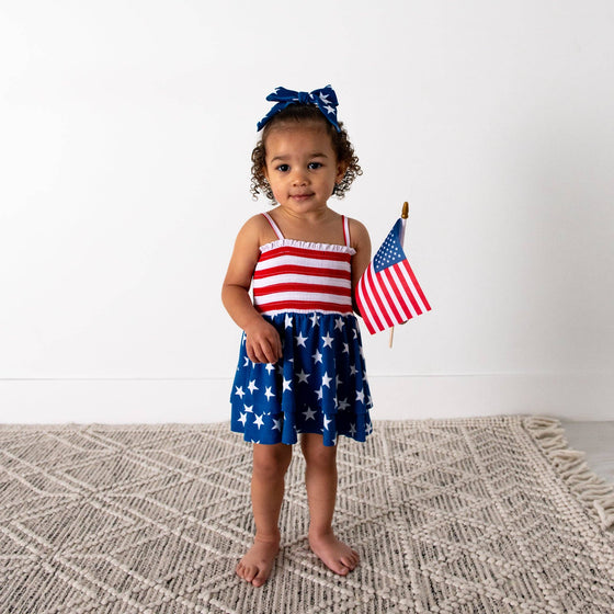 Quincy Stars & Stripes Smocked Tiered Tutu Bamboo 4th ofJuly