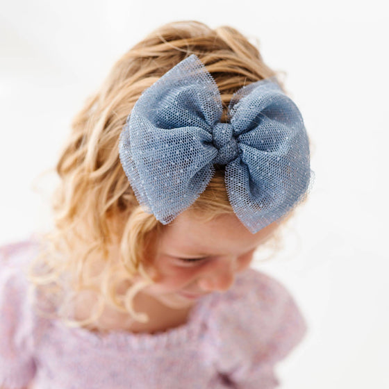 Baby Bling® Tulle FAB® Skinny nylon headband with tulle bow: Pleated Rose Quartz
