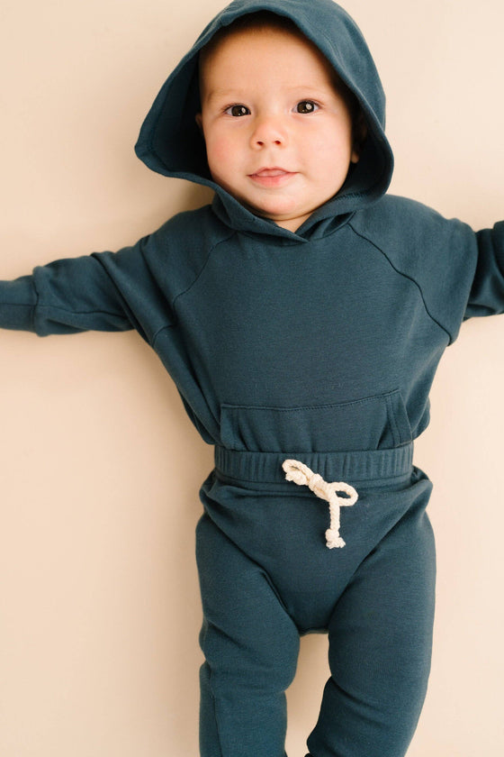 Navy Hoodie Romper Set