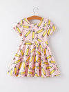 Back to School Pencil Print Girls Dress