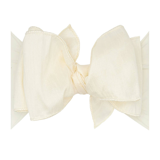 Baby Bling® Faux Silk Big Classic Bow on soft nylon headband: White