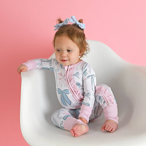 Samantha Bows RUFFLE ZIP Bamboo Sleeplies Little Outfit