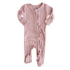 Vintage Rose Bamboo Waffle Ruffle Zipper Footie