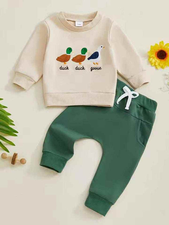 Duck, Duck, Goose 2-Piece Embroidered Jogger Set