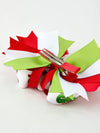 Christmas Character Red Green Bow 4.7 inch Hairpin: Red Green