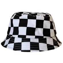  Kids Bucket Hat, Black Checkerboard