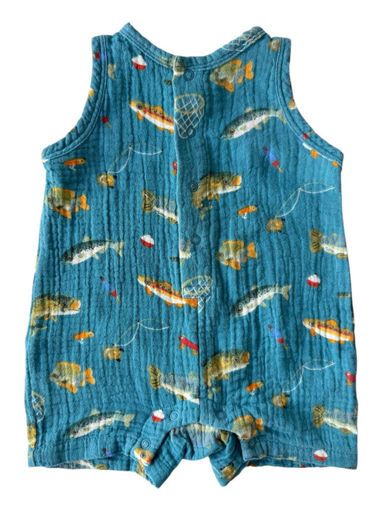 Muslin Shortie Romper, Gone Fishing