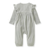 Organic Cotton Baby Girl Thermal Jumpsuit: Blue Gray