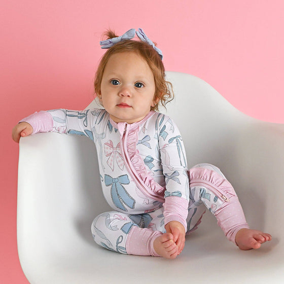 Samantha Bows RUFFLE ZIP Bamboo Sleeplies Little Outfit