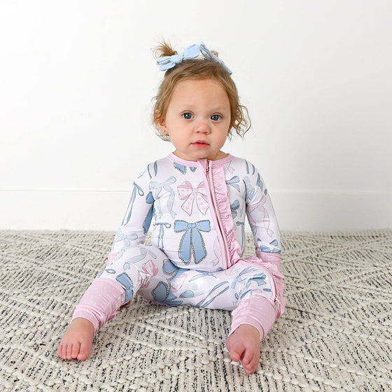 Samantha Bows RUFFLE ZIP Bamboo Sleeplies Little Outfit