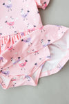 Pink Chicks Short Sleeve Twirl Flutter Bodysuit