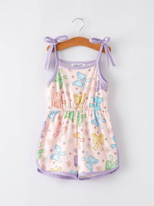  Bow Printed Romper