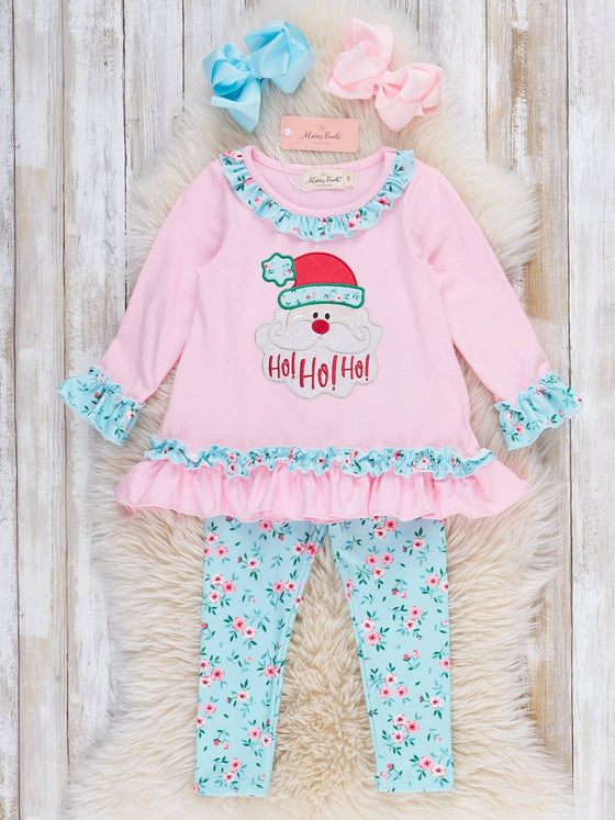 Festive Floral Santa Embroidered Outfit