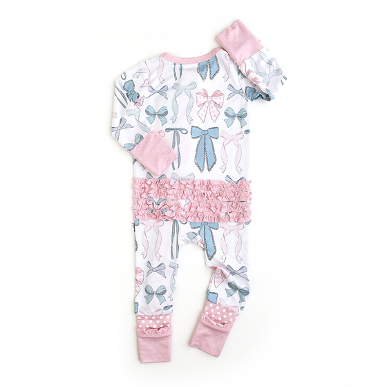 Samantha Bows RUFFLE ZIP Bamboo Sleeplies Little Outfit