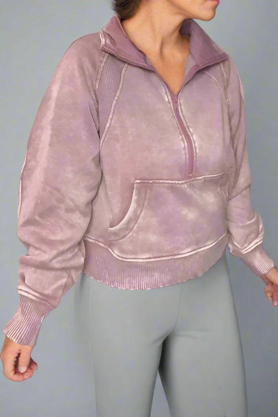 Light Rose Acid Wash Pullover