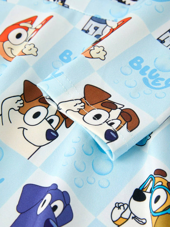 Bluey Character Print Blue Girls Dress