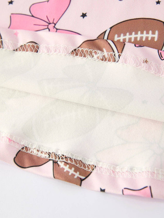 Girls Pink Dress with Football and Bow