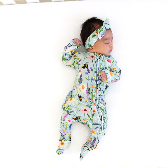 Bumble Ruffle Zip Bamboo Baby Sleepies Little Outfit